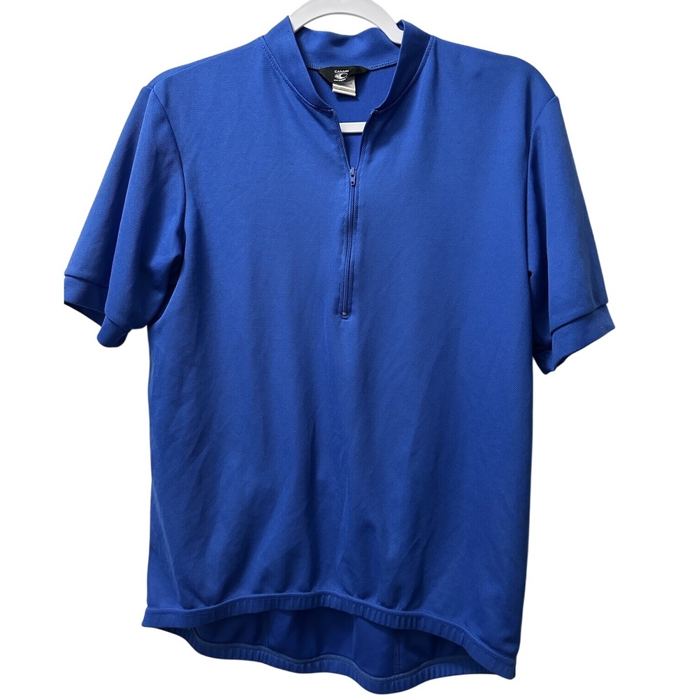 Canari Cycling‎ Jersey Mens Large Blue Short Sleeve 1/4 Zip Pockets Lightweight